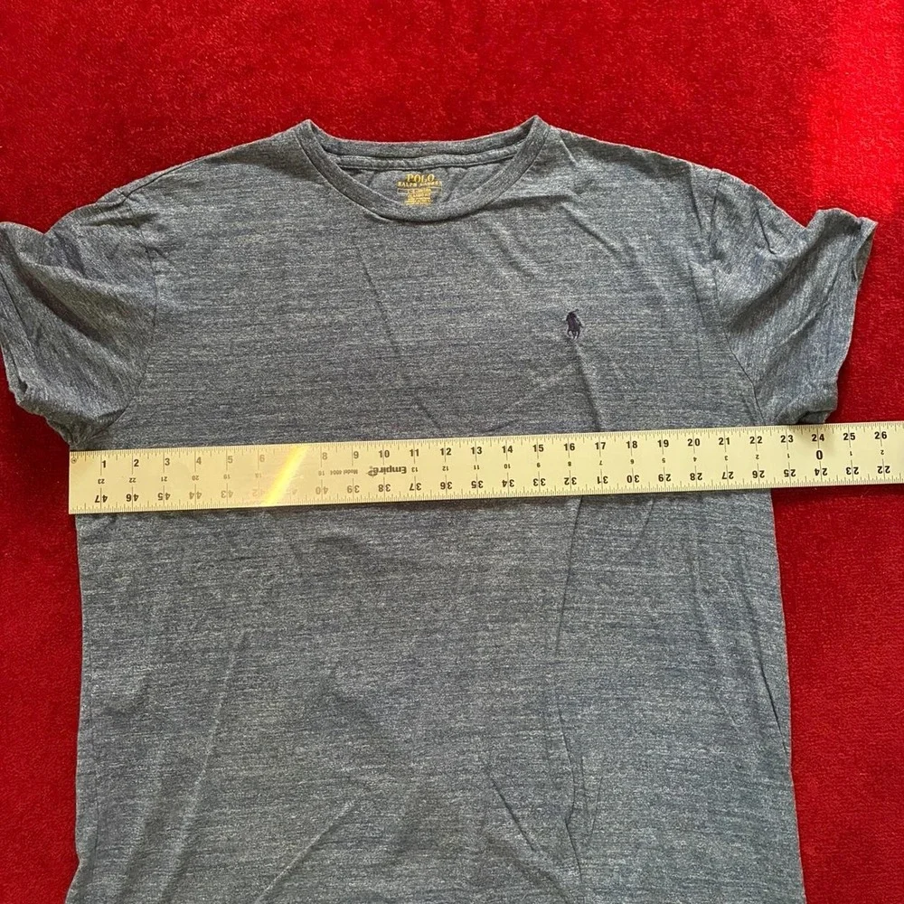 Polo Ralph Lauren Classic Fit Heather Gray Blue Pony Logo Tee Mens Large